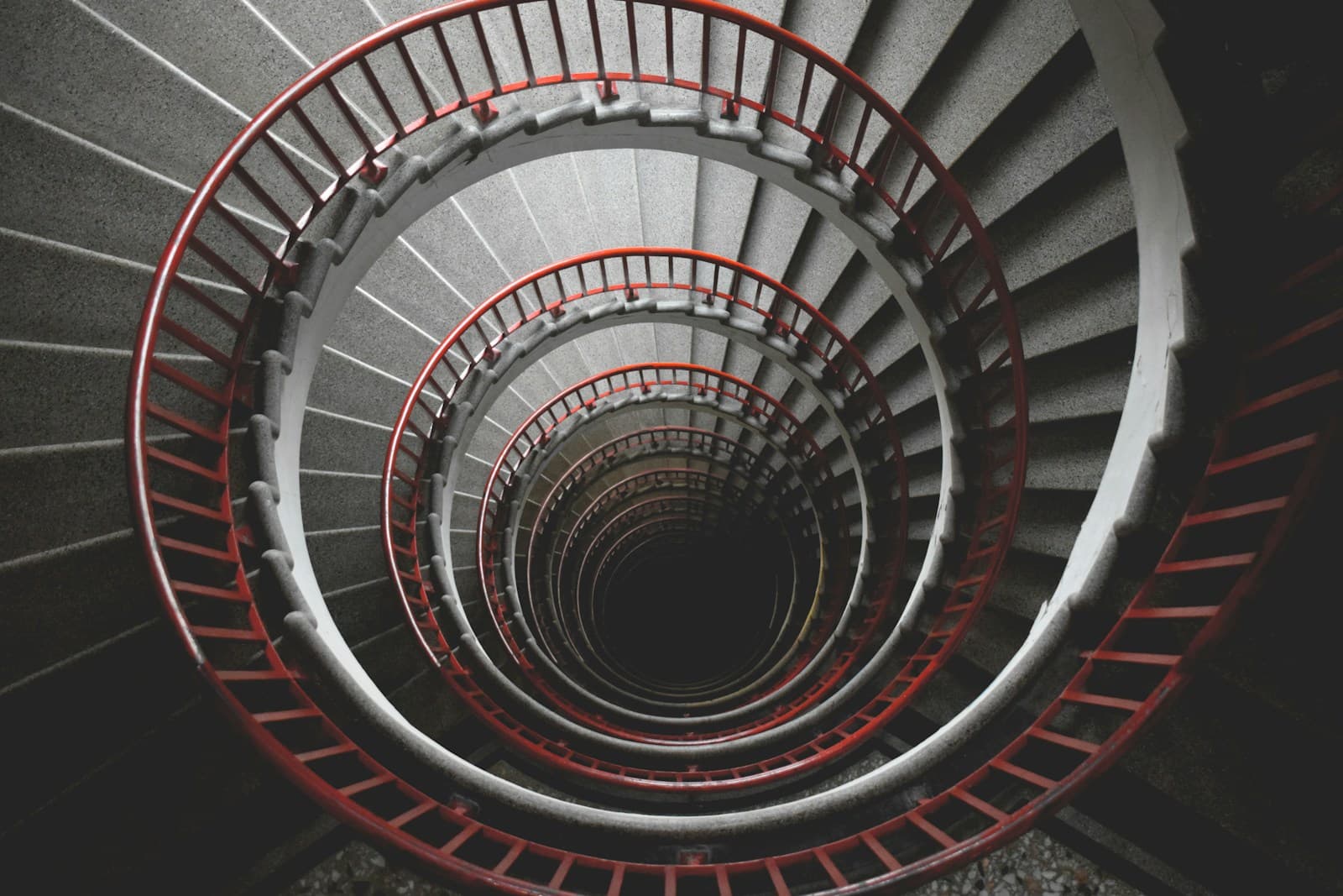 A spiral staircase seen from above